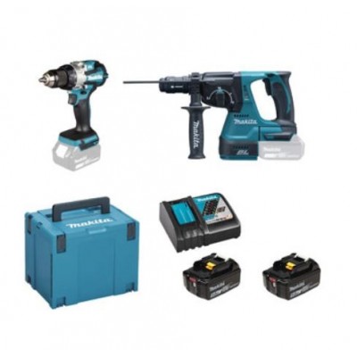 Makita Combo Set Kırıcı Delici+Vİdalama DDF489 + DHR243 18V 2x5Ah. DLX2522TJ