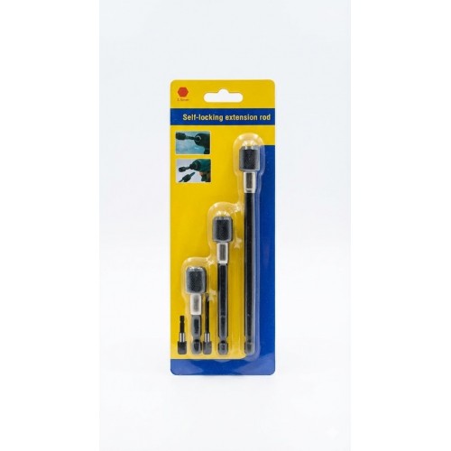 Manyetik Bits Uzatma Adaptörü Kilitli 3´Lü 1/4 - 60-100-150 MM