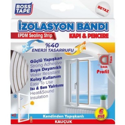 Boss tape Kapı Pencere Bandı Beyaz 2x3Mt. D Profil BT-04013