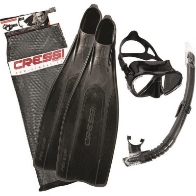 Cressi Pro Star Palet Maske Şnorkel Seti Black 45/46 BG189545
