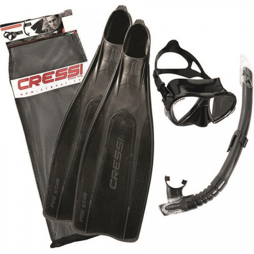 Cressi Pro Star Palet Maske Şnorkel Seti Black 41/42 BG189541